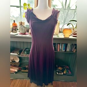 Bailey 44 Plum Midi Dress with Ruffled Cap Sleeves